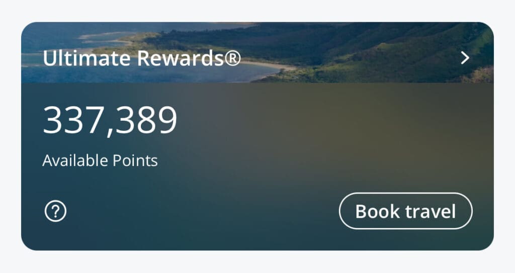 Screenshot of Chase Ultimate Rewards points